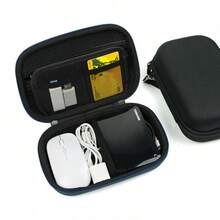 双层便携式硬盘收纳包，可收纳数据线、U盘、移动电源、数码配件，EVA硬壳防摔保护套 - 深灰 - 查看 9