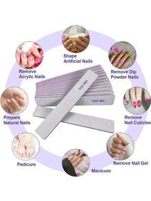 100/180 Precision Grey Sandpaper Boards. Ergonomic Hardness, Can Precisely Shape Artificial Nails And Natural Nail Edges. Double-Sided Non-Slip Sanding Surface. Reusable And Disinfectable, Professional Salon Quality. - Multicolor - View 5