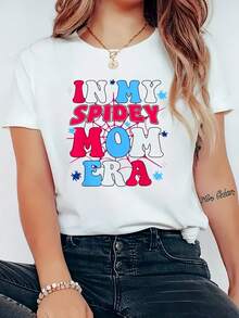 In My Spidey Mom Mothers Day-Shirt Print-Shirt, Casual Crew K Short Sve Comfort Tee Top Spring & Summer, Women's Clothing - 白色 - 查看 1