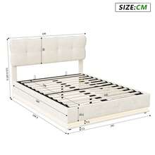 Comanlai 140/160 x 190/200 cm Polsterbett Bettgestell, Doppelbett mit Lattenrost, weiches und kuscheliges Kopfteil für Mädchen, Stauraumbett mit Hydraulik, Jugendbett,Samtbettrahmen, ohne Matratze,Beige - Beige - Übersicht 11