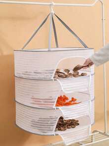 1pc Portable Foldable Multi-Functional Food Drying Basket With Windproof And Mosquito-Proof Net Cover For Drying Vegetables And Fish Dried Snacks - Multicolor - View 1