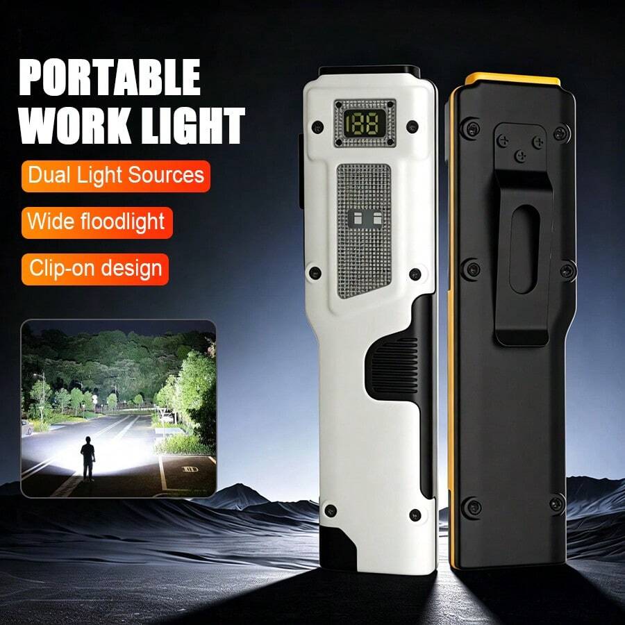 1PC Rechargeable EDC Flashlight Compact 8 Mode Pocket LED Flashlight USB-C Rechargeable Light With Digital Display Side Light & Clip - Multicolor - View 1