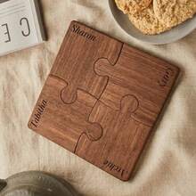 Custom Wooden Jigsaw Design Teacup Mats, Insulation Coasters, Tea Ceremony Wooden Tea Tray 1pc Or 4pcs. - Multicolor - View 3