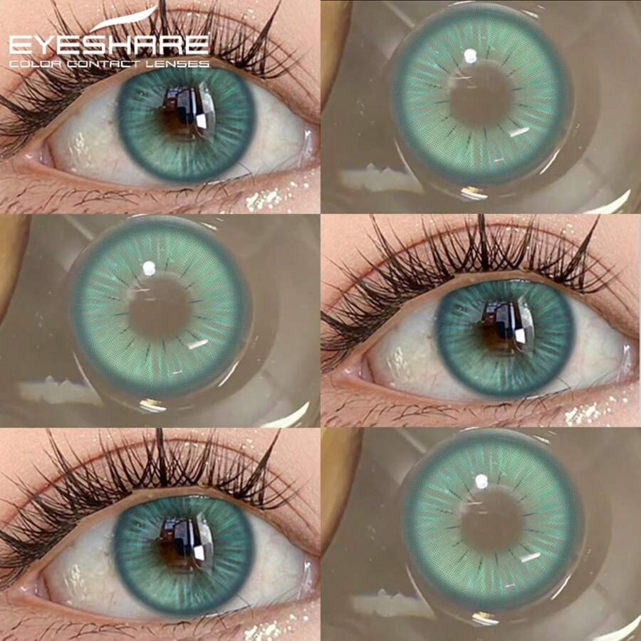 Eyeshare 1副彩色隐形眼镜，适用于眼睛，年抛型，自然棕色镜片，灰色镜片，粉色镜片，紫色镜片，软性隐形眼镜
