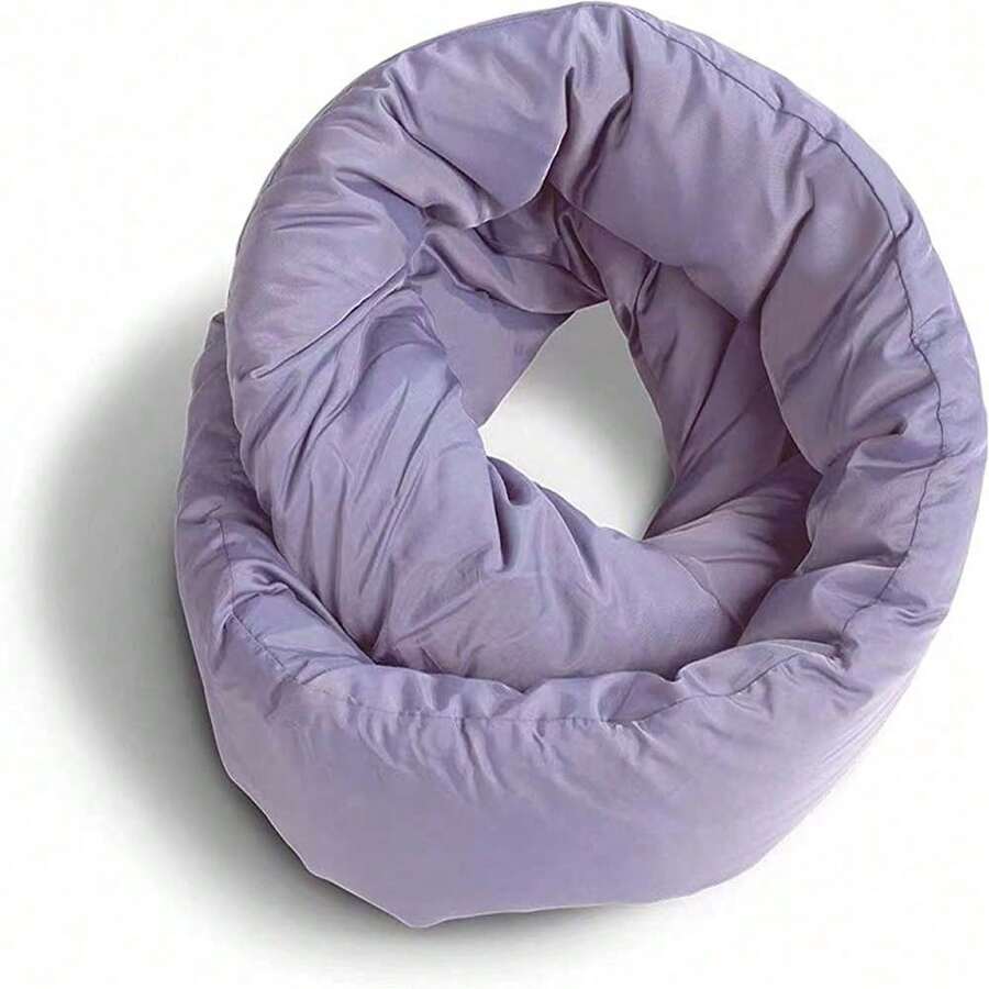 Soft 360 Support Scarf Travel Pillow Portable Stuffable Neck Pillow For Travel With Refillable Support Cushion For Car - 紫色 - 查看 1