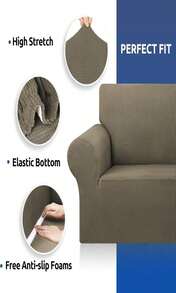 KEKUOU Stretch Sofa Cover Slipcover ,Couch Covers For 3 Cushion Couch Sofa Pet Friendly (78"-94") Furniture Protector Sofa With Elastic Bottom For Kids,Dog, Jacquard Small Checked(Large,Khaki) - Color15 - 查看 6