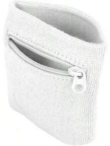 Estuche Tipo Cartera para muñeca/Tobillo, muñequera con Cremallera de algodón con Cremallera para Almacenamiento de Llaves para Deportes(Blanco) - 1 - Ver 6