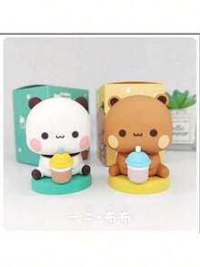 新款跨境可爱布艺动物摆件，微景观园艺装饰，树脂桌面摆件 - 彩色 - 查看 7