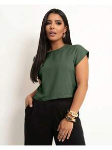 Basic Cropped Modeling With Perfect Fit Factory Price Get Yours Now - Dark Green - View 10