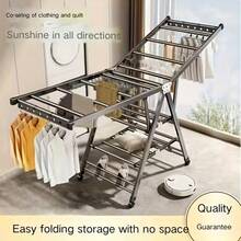 Heavy Duty 3-Tier Folding Clothes Drying Rack - Freestanding Metal Garment And Bedding Rack With Multi-Layer Design, Effective Sun Exposure, Space-Saving, Suitable For Home Or Balcony, Clothing Hanger, Drying Rack - Grey - View 7