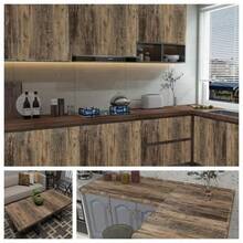 1 Roll Vintage Wood Grain Self-Adhesive Contact Paper, Removable Vinyl Wallpaper, Peel And Stick For Countertops, Cabinets, Furniture, Room Wall Decor - Brown - View 3