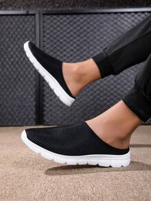 2026 New Men's Spring/Summer Breathable Mesh Casual Slip-On Loafers, Soft & Flexible Non-Slip Sole, Simple Design - Black - View 4