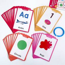 Lachilly 西班牙语词汇闪卡，儿童词汇学习卡，食物、动物、身体部位、水果、蔬菜词汇识别卡，学前幼儿园教育用品，语言学习工具，家庭学校课堂资源和学习用品 - 彩色 - 查看 13