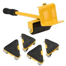 Kit de movimiento portátil con ruedas triangulares omnidireccionales, juego de 5 piezas para transportar muebles pesados - Amarillo - Ver 2