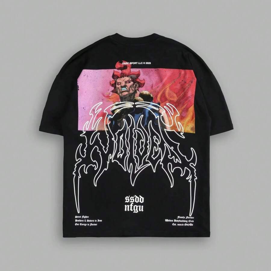 DARC SPORTs Brand Cotton Men's T-Shirts New Premium NFGU Wolves Hip Hop Oversized Gym Tee Unisex Couple T Shirt DARCSPORT Tops - 黑色 - 查看 1