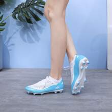 Giày bóng đá/bóng bầu dục chuyên nghiệp đinh dài, chất liệu tổng hợp, buộc dây. - Trắng/Xanh nhạt - Xem 8