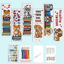 1 套印花十字绣套件包含 6 个书签 - 动物系列 DIY 艺术套装，带有狐狸、猫头鹰、鹿、狼、松鼠图案设计，11CT 十字绣，适合初学者和工艺爱好者 - 十字绣装饰、家居装饰或礼物 - 彩色 - 查看 15