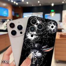 Funda elegante con estampado de conejos, compatible con fundas ,  17,  16 Pro Max,  15 Pro Max,  13 y  12. Fabricada en TPU, con un diseño minimalista con perforaciones finas, bordes rectos clásicos y un acabado grueso para mayor protección contra caídas. Acabado mate. Es un regalo ideal para familiares, amigos, seres queridos, novios/novias y aniversarios. - Negro - Ver 4