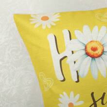 4 PIEZAS Funda de cojín con flores de margarita enana Flores de primavera y verano Camión de amor amarillo Funda de cojín decorativa para exteriores para sofá y sala de estar, de una sola cara, sin incluir el cojín - Amarillo - Ver 7