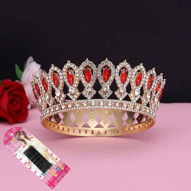 Women's Crystal Crown Headpiece - Bridal, Bride And Bridesmaid Crown Hair Accessory, Valentine's Day Accessory (Includes Crown Fixator) - Multicolor - View 8