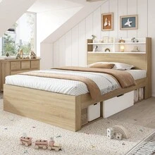Bed Bases & Foundations - Oak + White + Wood + 90cm*200cm - View 6