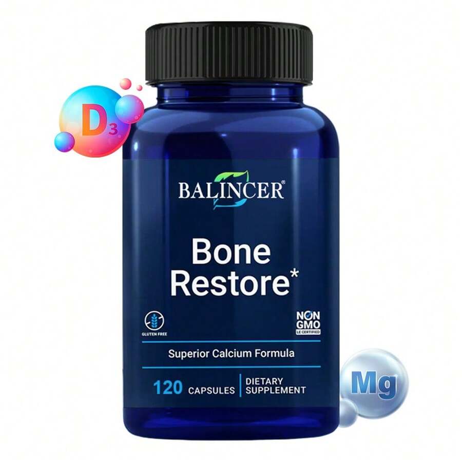 Balincer Bone Restore Capsules - With Vitamin D3, Calcium, Zinc And More - Suppoprt Bone Ability - 120 Capsules - 1 Bottle - View 1
