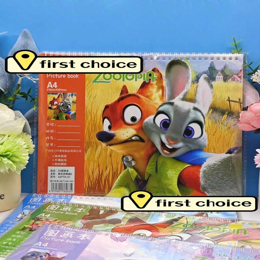 Disney (1 Random Pattern) New 2pcs Cartoon Doodle Notebooks, Cute Nick And Judy Art Sketchbooks - A4 - View 1