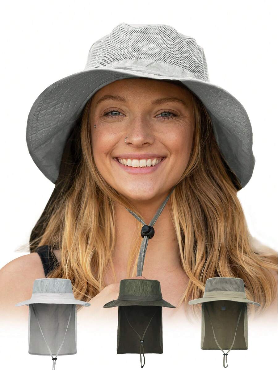 Unisex Wide Brim Sun Hat - Ideal For Fishing, Hiking And Camping | Classic Breathable Wide Brim Fishing Sun Hat, Sun Hat, Face Mask, With Neck Flap, Quick Dry Waterproof, UV Protection, Breathable - A - View 1