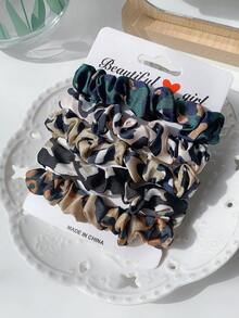 6pcs Satin Fabric Hair Ties Combination, Multi-Element, High Elasticity, Non-Damaging, Minimalist Polka Dot/Striped Basic Hair Scrunchies - Multicolor - View 6