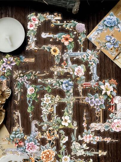 50 piezas Pegatinas florales, calcomanías de flores creativas adecuadas para cuadernos, botellas de agua, portátiles, patinetas, guitarras, refrigeradores, equipaje, fundas de teléfono, álbumes de recortes, suministros escolares y de clase, decoraciones, regalos de cumpleaños, recuerdos de fiestas, suministros de scrapbooking, papelería, pegatinas divertidas, Kindle