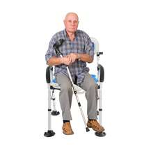 LYNICESHOP Adjustable Shower Chair, 330lbs Capacity U-Shape Seat Foldable Shower Chair, Non-Slip Bathtub Stool With Handheld Shower Holder For The Elderly, Disabled, Pregnant, Handicapped (Blue, 19L*17W Inch) Holiday Gift (US Stock) Faster Delivery - Blue - View 1
