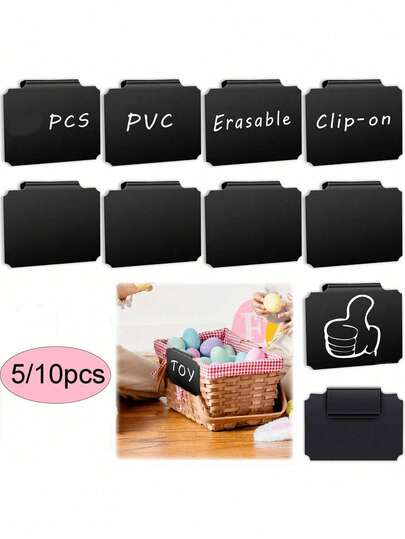 1/5/10 chiếc kẹp nhãn giỏ có thể tháo rời, thích hợp cho hộp đựng đồ: Kẹp nhãn giỏ có thể tháo rời dùng trong nhà bếp, nhãn nhựa có thể giặt được, thích hợp cho giỏ vải, hộp, thùng chứa, lọ, kệ, phòng giặt.
