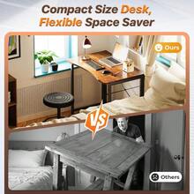 Folding Desk For Small Spaces, 31.5 Inch Foldable Computer Table, For Home Office, Study, Bedroom, Dorm, Space Saving, Small Writing Work Office Computer Desk, Easy To Fold, Rustic Brown - Rustic Brown - 查看 4