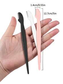 40/30/24/20/12/6/3/1pc Eyebrow Trimmer, Multifunctional Eyebrow Trimmer, With Protective Cover, Shaver, Makeup Remover And Depilatory Device, Body Hair Remover, Exfoliating And Exfoliating Tool, Stainless Steel Eyebrow Trimmer With Precision Cover - Baby Pink - View 3