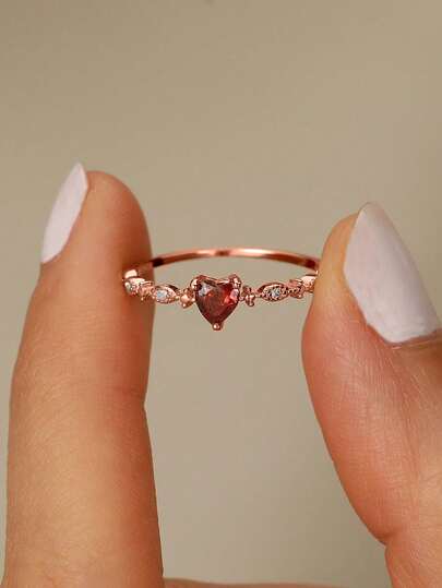 BALMORA 1 Anillo de plata de ley 925 con forma de corazón y circonita, regalo para mujer