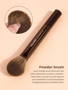 MAANGE 1pc Professional Aluminum Tube Powder Brush,Soft Powder Makeup Brush,Makeup Tools With Soft Fiber For Easy Carrying,Brush For Travel,Accessories Gifts For Friends,Giveaways - Coffee Brown - View 6
