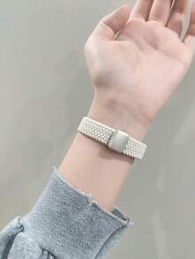 1pc Women's Nylon Braided Watch Band Strap Compatible With 38/40/41/42/44/45/49mm Ultra/SE/8/7/6/5/4/3/2/1 - Starlight - View 4