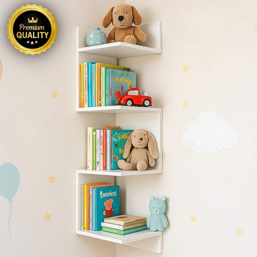 Estante de Canto MDF Moderna | Decoração Funcional e Prática para Sua Sala - Branco - Visão 1