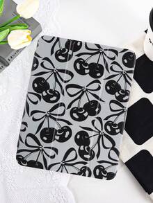 1pc Black Large Cherry Blossom Bow Painted Flat Tablet Case, Suitable For IPad 10th/11th/10.2/10.5/Air4/Air5/10.9/Pro11/Air 11-In.(M2)-2024/Pro 11-In.(M4)-2024/IPad Air 11-Inch (M3) 2025/IPad (A16) 11 Inch 11th Generation 2025 Mini6/Mini7/Air1/Air2/9.7/Tab A8 10.5 Inch 2022, Built-In Pencil Slot, Tri-Fold Stand, Magnetic Sleep/Wake, Minimalist/Creative/Unique/Fun/Casual/Niche - Multicolor - View 3