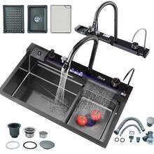 Tarjas Para Cocina Acero Inoxidable, 75 * 46 * 21cm Fregadero de Cocina con Extraíble Grifo y Accesorios, Fregaderos De Barra con Dispensador para Baño, Bar - 75*46 - Ver 10