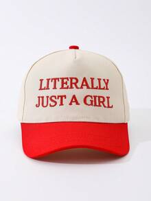1件装女士时尚“LITERALLY JUST A GIRL”字母刺绣豹纹撞色棒球帽，适合所有季节日常穿着 - A - 查看 5