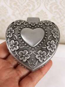 1个个性化刻字金属首饰盒 - 可定制姓名/日期/留言，复古小巧首饰盒，优雅花卉设计结婚戒指收纳盒，心形首饰礼盒，金属纪念品收纳盒，适用于订婚、周年纪念、婚礼、生日、女王节礼物，首饰盒，纪念品收纳盒，做工精细，可用于存放项链、手链、戒指、耳环等。 - 彩色 - 查看 10