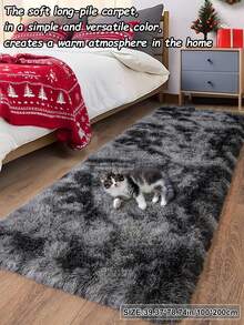 1pc Tie-Dye Dark Gray Living Room & Bedroom Carpet, Soft & Comfortable Long Plush Rug, Modern Minimalist Nordic Style Room Decor, Fluffy Cozy Cream Shag Rug, Autumn/Winter Seasonal Gift, Fuzzy Christmas/Halloween/Valentine's Day Decor, Easy Care Living Room, Sofa, Bedside Carpet - Tie-dye Dark Gray - View 21