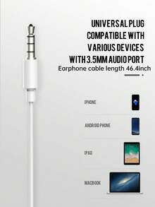 Auriculares con cable de 3,5 mm con micrófono, auriculares intrauriculares blancos para música y llamadas - 3.5mm - Ver 6