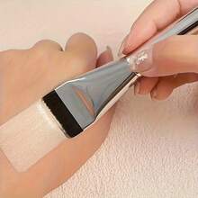 Ultra-Thin Foundation Brush, Face Contouring Brush, Suitable For Liquid Foundation, Blending, And Concealing, Quickly Creating A Flawless Makeup Look. Flat Makeup Brush Tool. - Silver - View 7