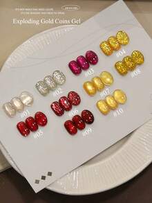 MISS SHAKA 10毫升 冬春美甲 情人节美甲 爆炸金红粉闪粉玻璃珠猫眼凝胶指甲油 新年超闪闪粉 百搭白色 流行色 美甲沙龙 家用DIY美甲用品 - 彩色 - 查看 15