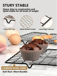 1 High Quality Cooling Rack - Grid Tray, For Baking And Cooking, Suitable For Pastries, Biscuits - Essential Kitchen Tool For B - Black - View 6