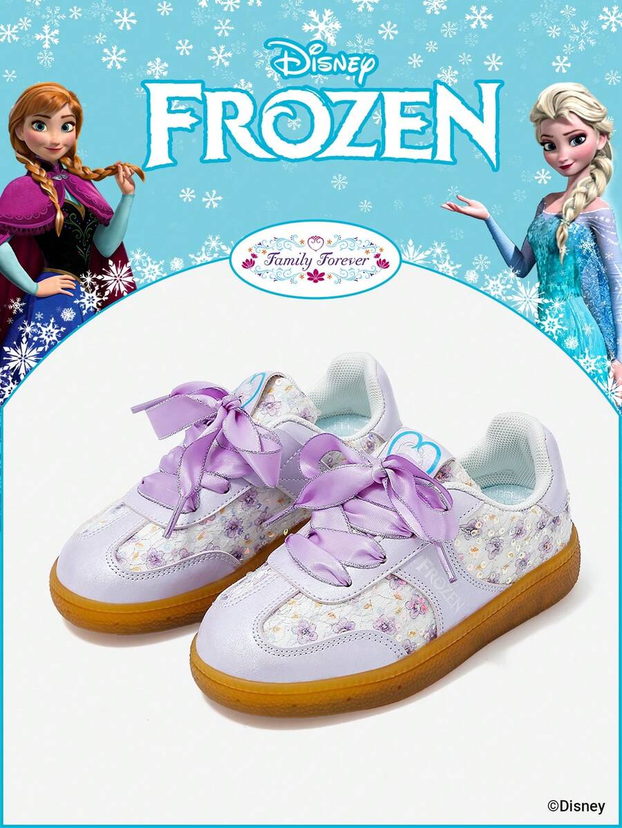Disney 1 đôi giày thể thao trẻ em chủ đề Frozen, bao gồm giày công chúa Elsa, công chúa Anna và công chúa Arendelle, thích hợp cho sinh hoạt hàng ngày, các hoạt động thể thao ngày lễ và ngoài trời. Thoải mái, đế chống trơn trượt, thoáng khí. - Màu tím - Xem 1