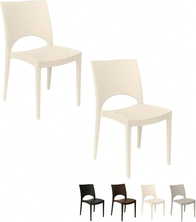 2 sedie da giardino in polipropilene, impilabili e senza braccioli - B - Visualizzare 1