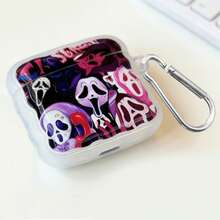 Ghost Skeleton Style Earphone Case, Solid Black Earphone Protective Cover, Compatible With Apple Bluetooth Earphones, Anti-Drop Case - Black - View 11